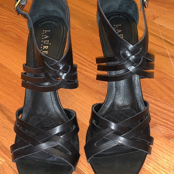 Ralph Lauren Women's 'Saba' Black Leather Sandals - Picture 2 of 6